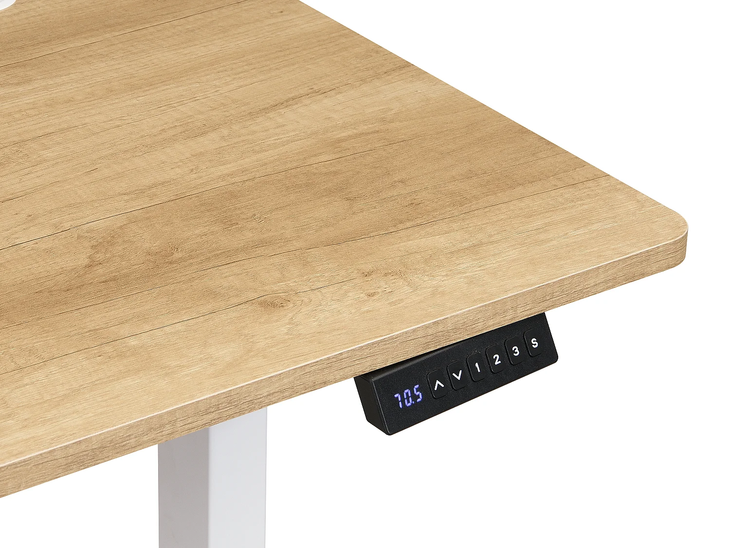 Bureau assis debout électrique – Hauteur réglable – Coloris : Naturel et blanc – ELAVANO