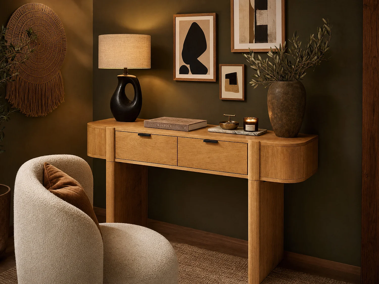 Bureau console – 2 tiroirs – Bois de manguier – Coloris : Naturel - MELYRAN