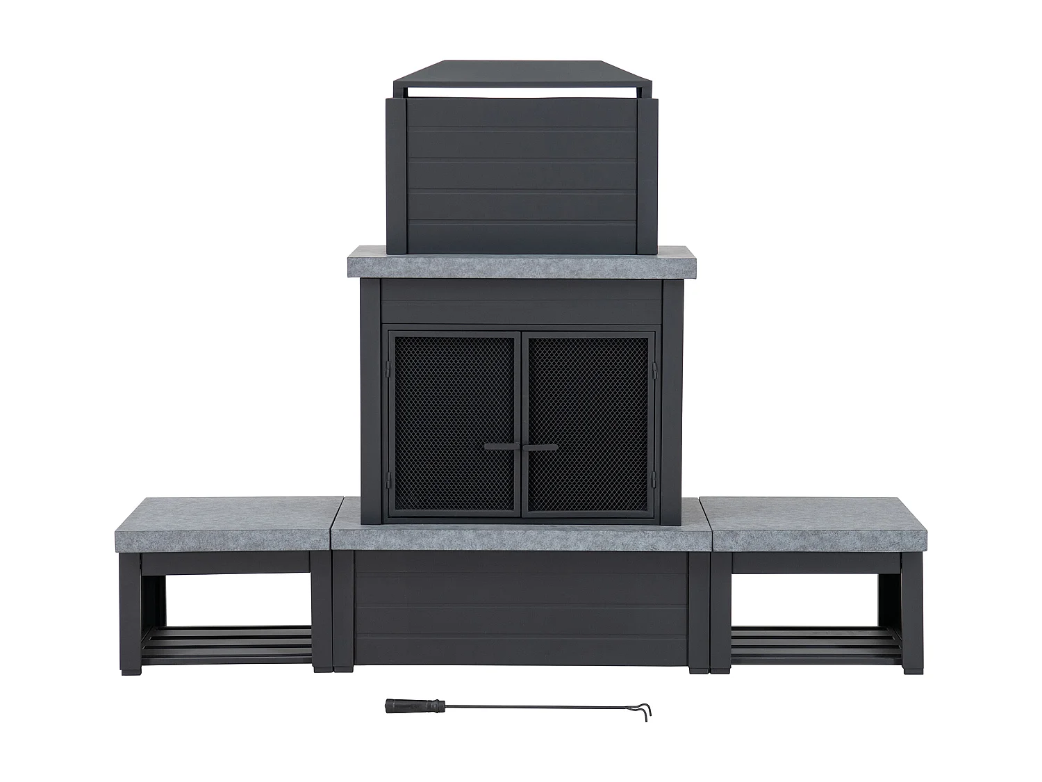 Cheminée d'extérieur VULTURE avec conduit et porte-bûches