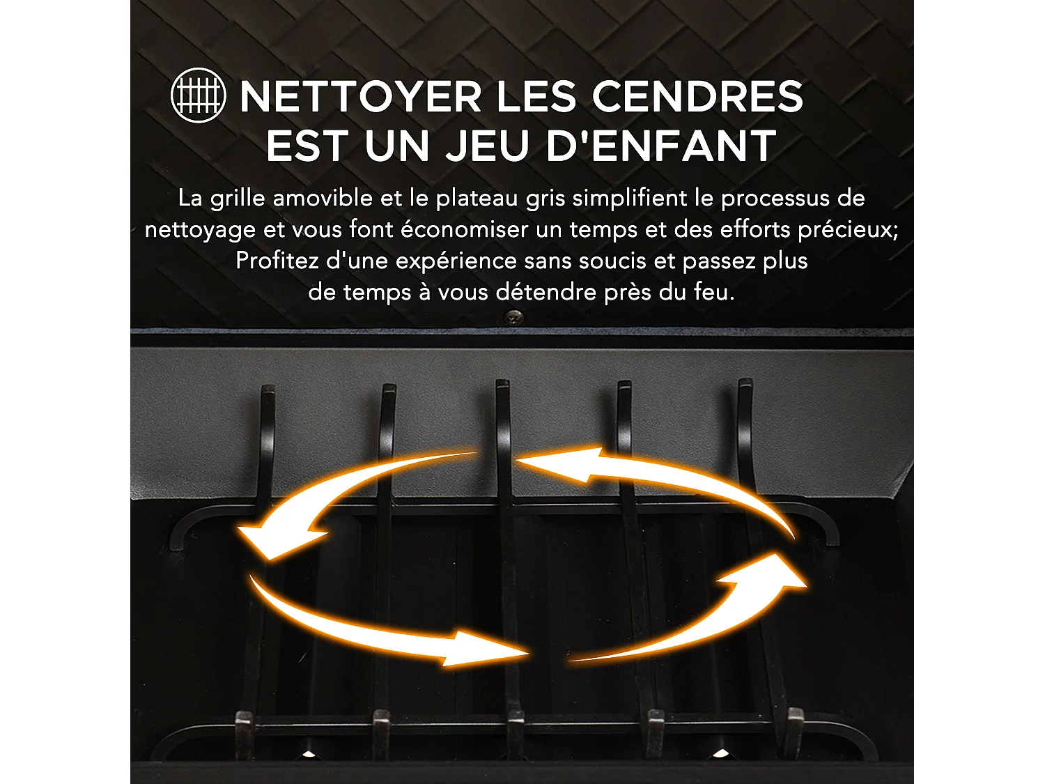 Cheminée d'extérieur VULTURE avec conduit et porte-bûches