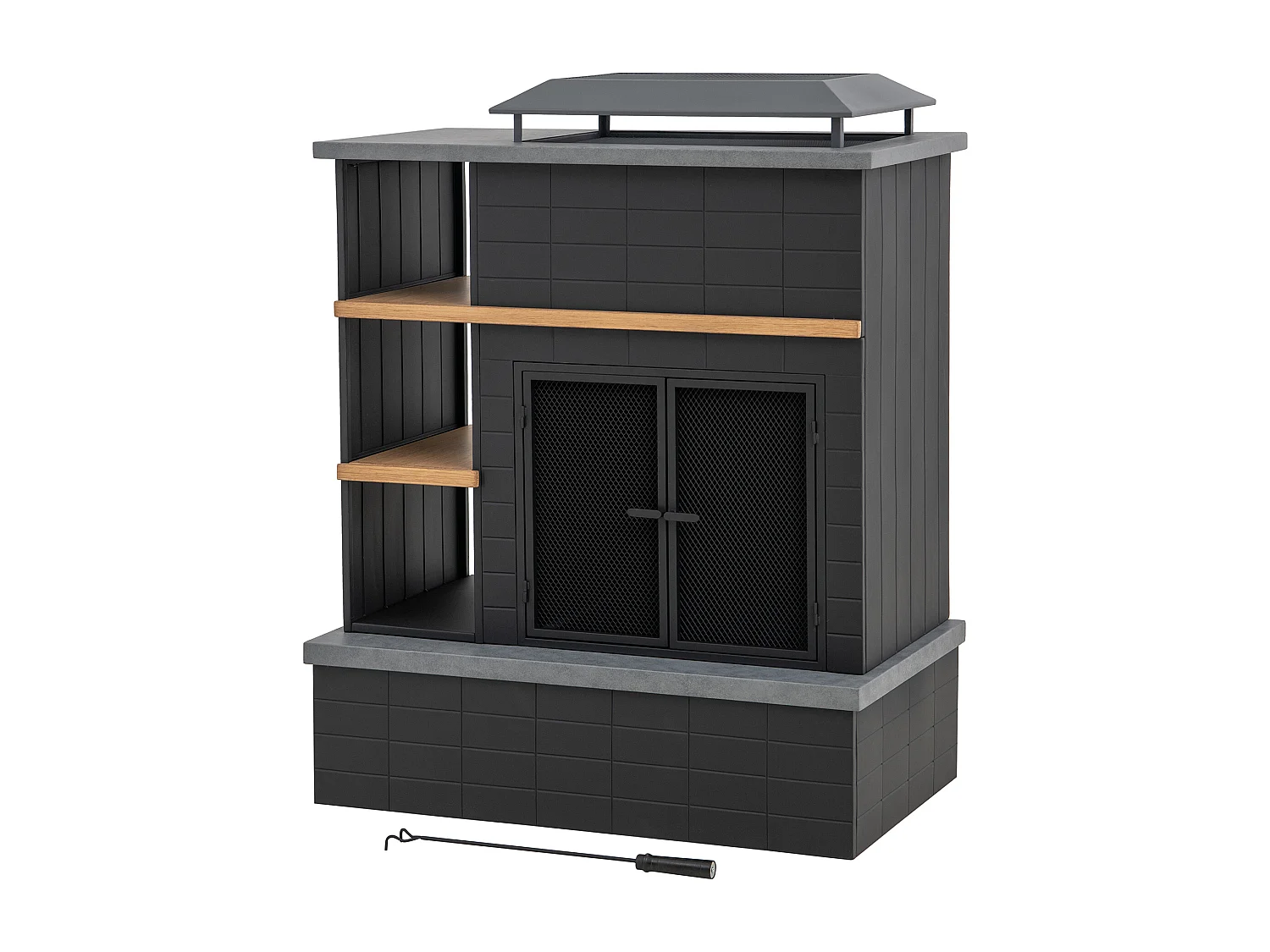 Cheminée à bois ETNA avec conduit et porte-bûches