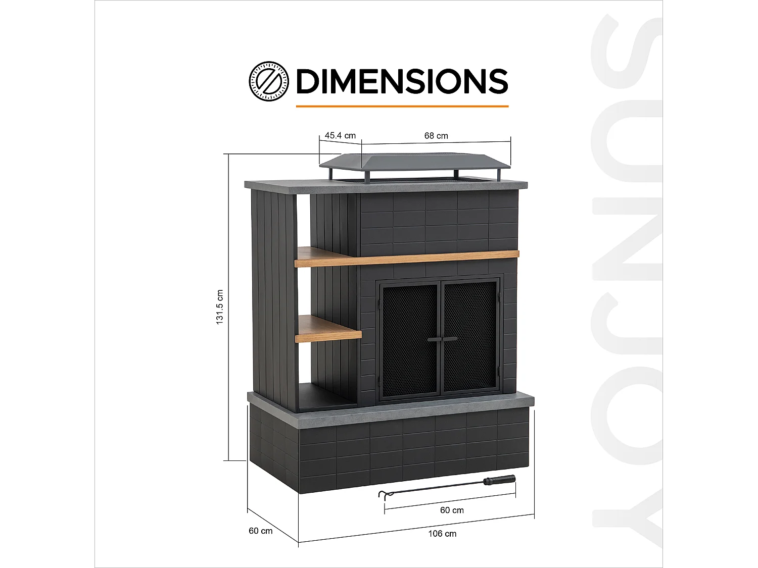 Cheminée à bois ETNA avec conduit et porte-bûches