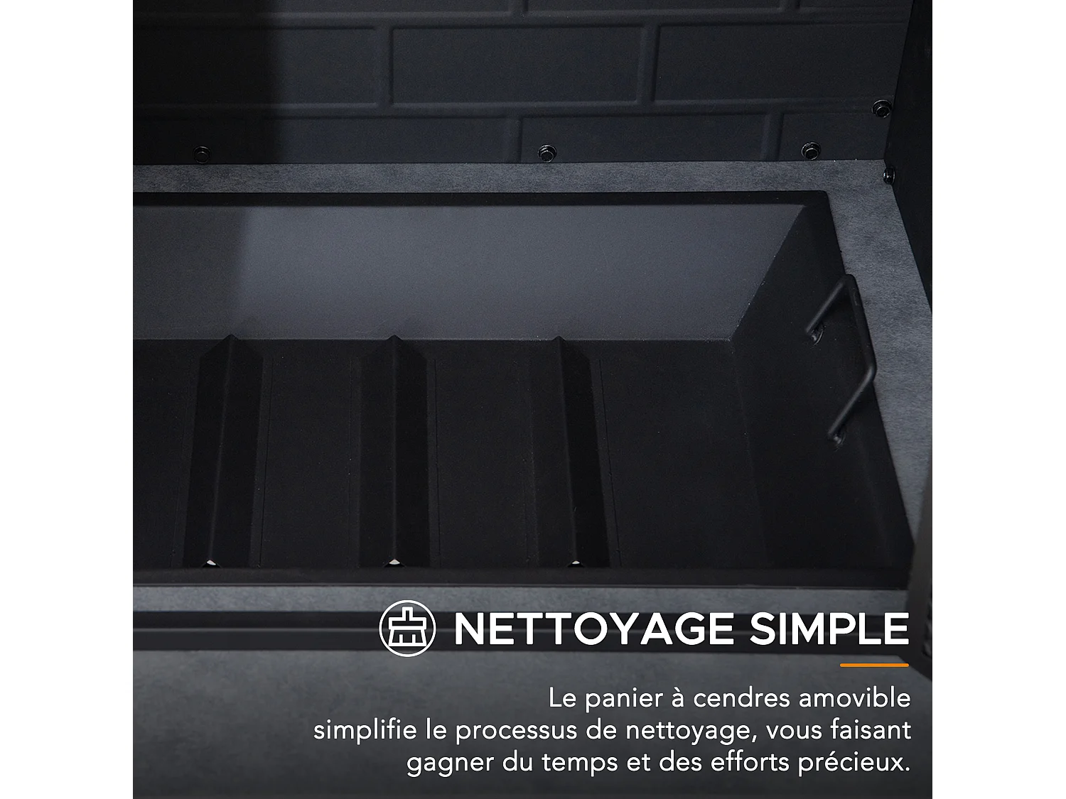 Cheminée à bois ETNA avec conduit et porte-bûches