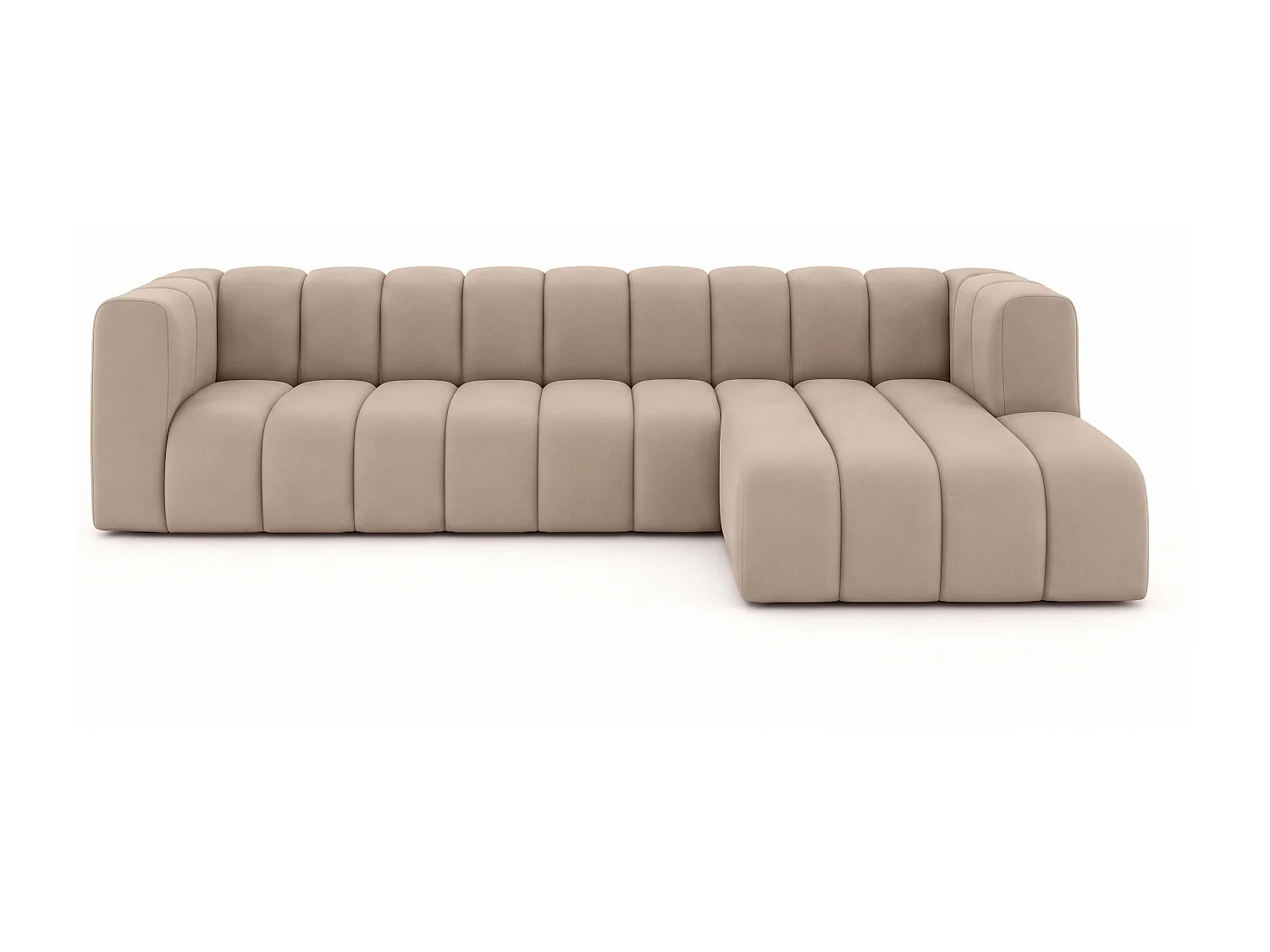 Canapé d'angle en L GRAND 318 cm, tissu Salvador, beige, à droite