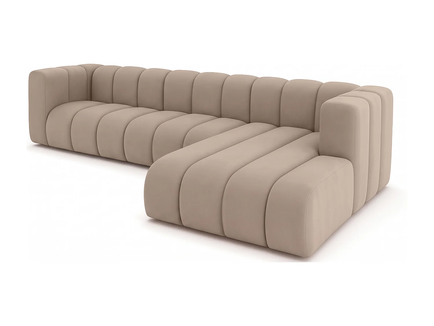 Canapé d'angle en L GRAND 318 cm, tissu Salvador, beige, à droite