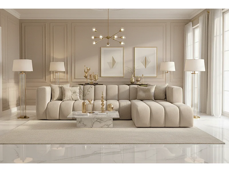 Ecksofa L-Form GRAND 318 cm, Stoff Salvador, Beige, Rechts