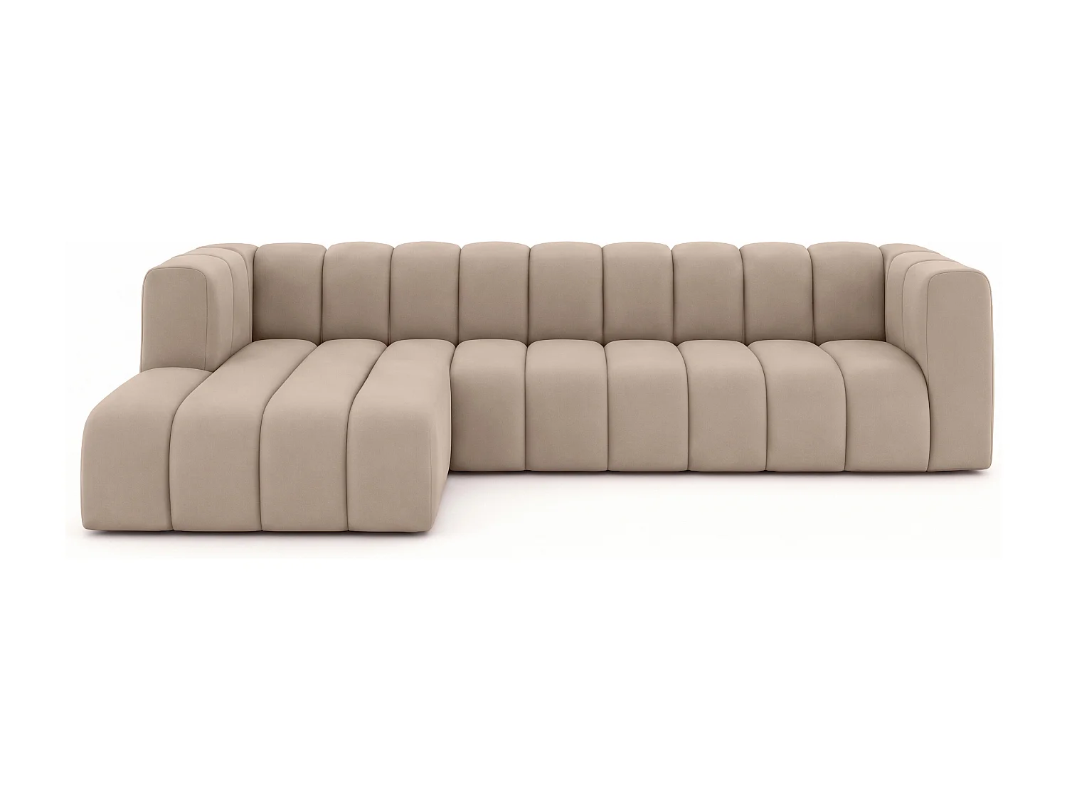 Canapé d'angle en L GRAND 318 cm, tissu Salvador, beige, gauche