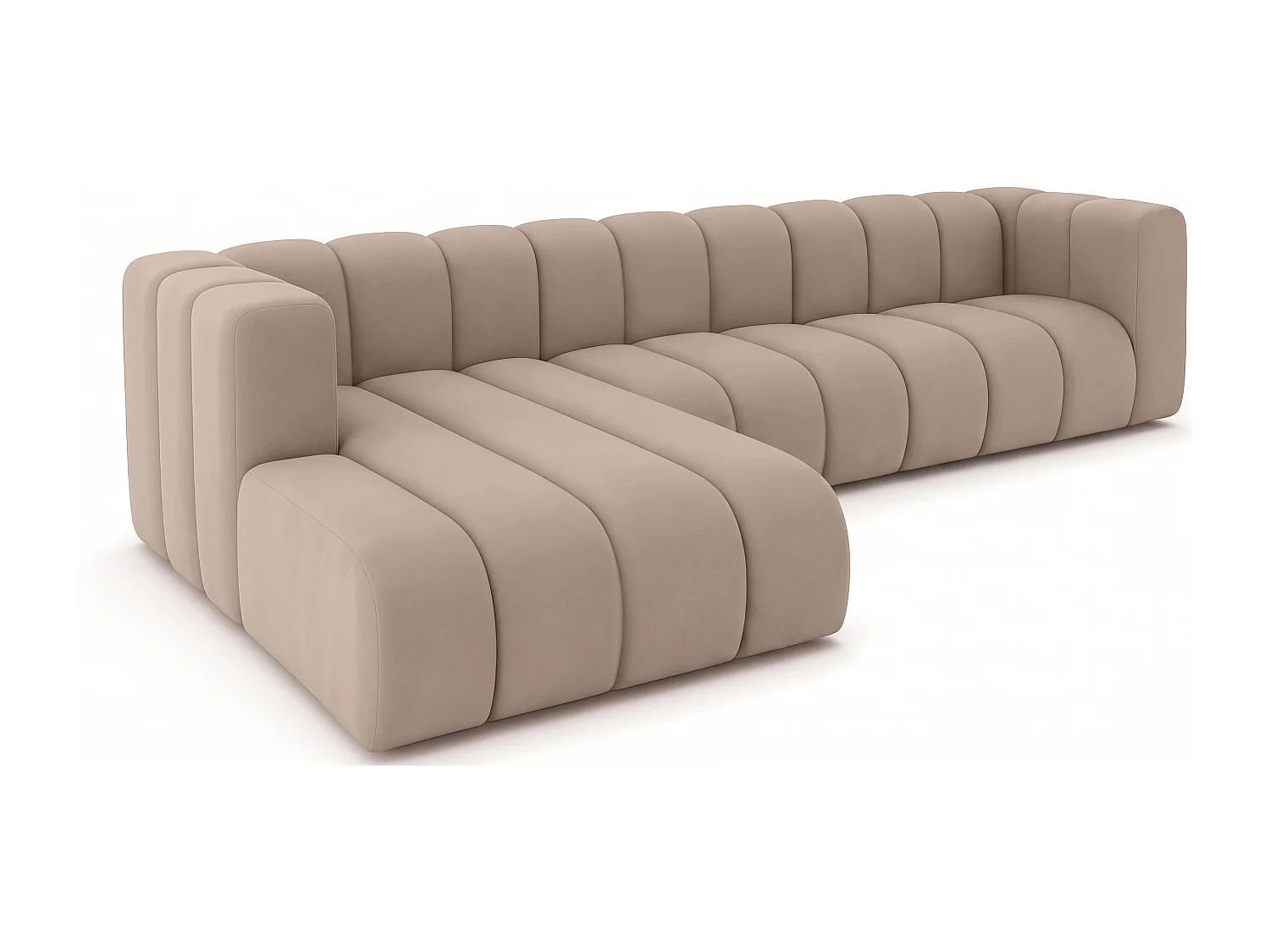 Canapé d'angle en L GRAND 318 cm, tissu Salvador, beige, gauche