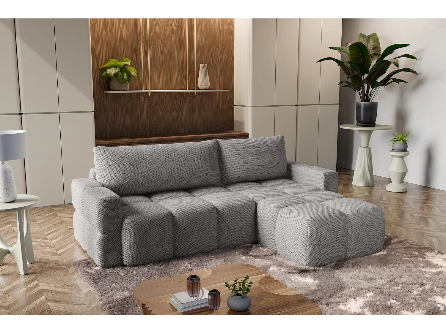 Canapé d'Angle réversible avec fonction de couchage FUMO du fabricant gris
