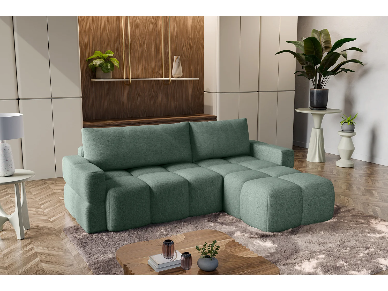 Canapé d'Angle réversible avec fonction de couchage FUMO du fabricant vert