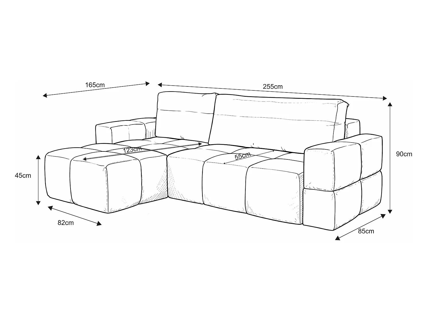 Canapé d'Angle réversible avec fonction de couchage FUMO du fabricant beige