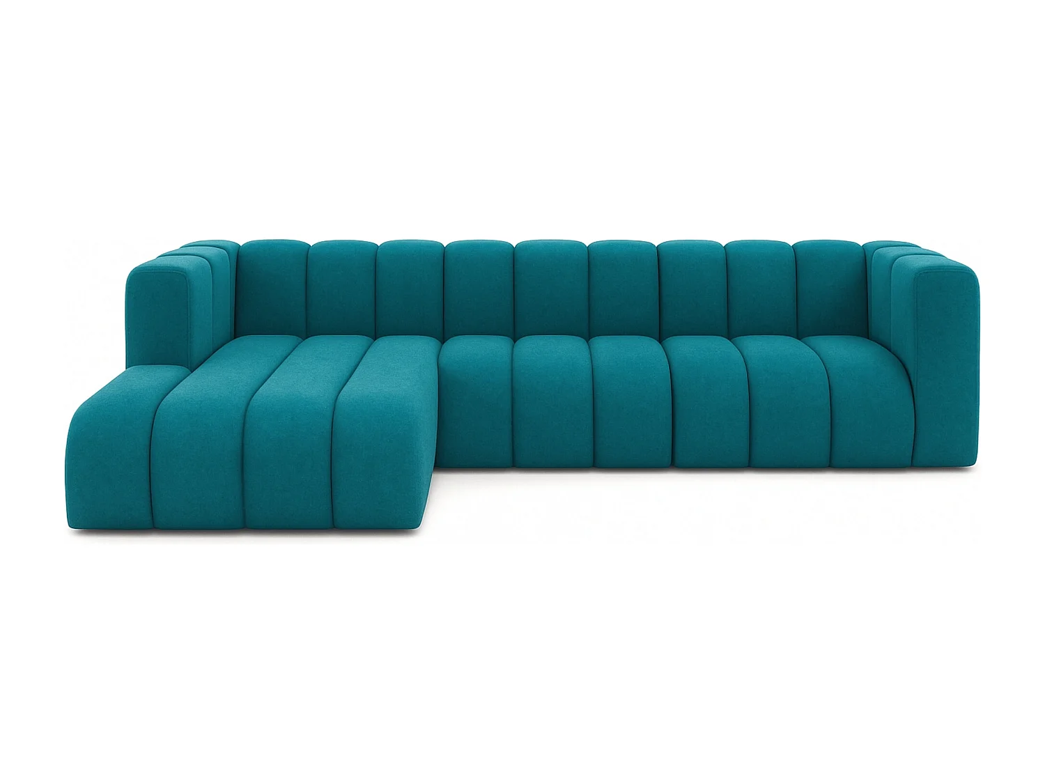 Ecksofa L-Form GRAND 318 cm, Stoff Salvador, Azurblau, Links