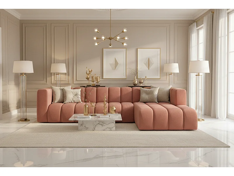Ecksofa L-Form GRAND 318 cm, Stoff Salvador, Rosa, Rechts