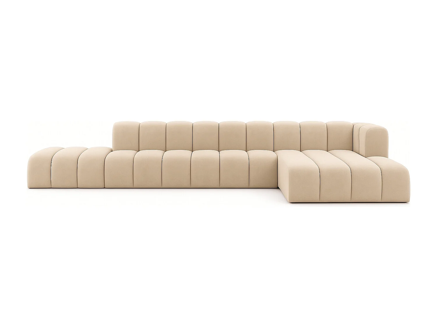 Ecksofa mit Hocker GRAND L, stoff Salvador, Beige, Rechts
