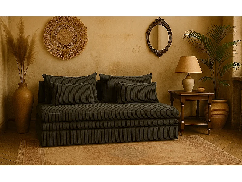 Schlafsofa mit bettkasten NELIA, stoff Poso, Grau