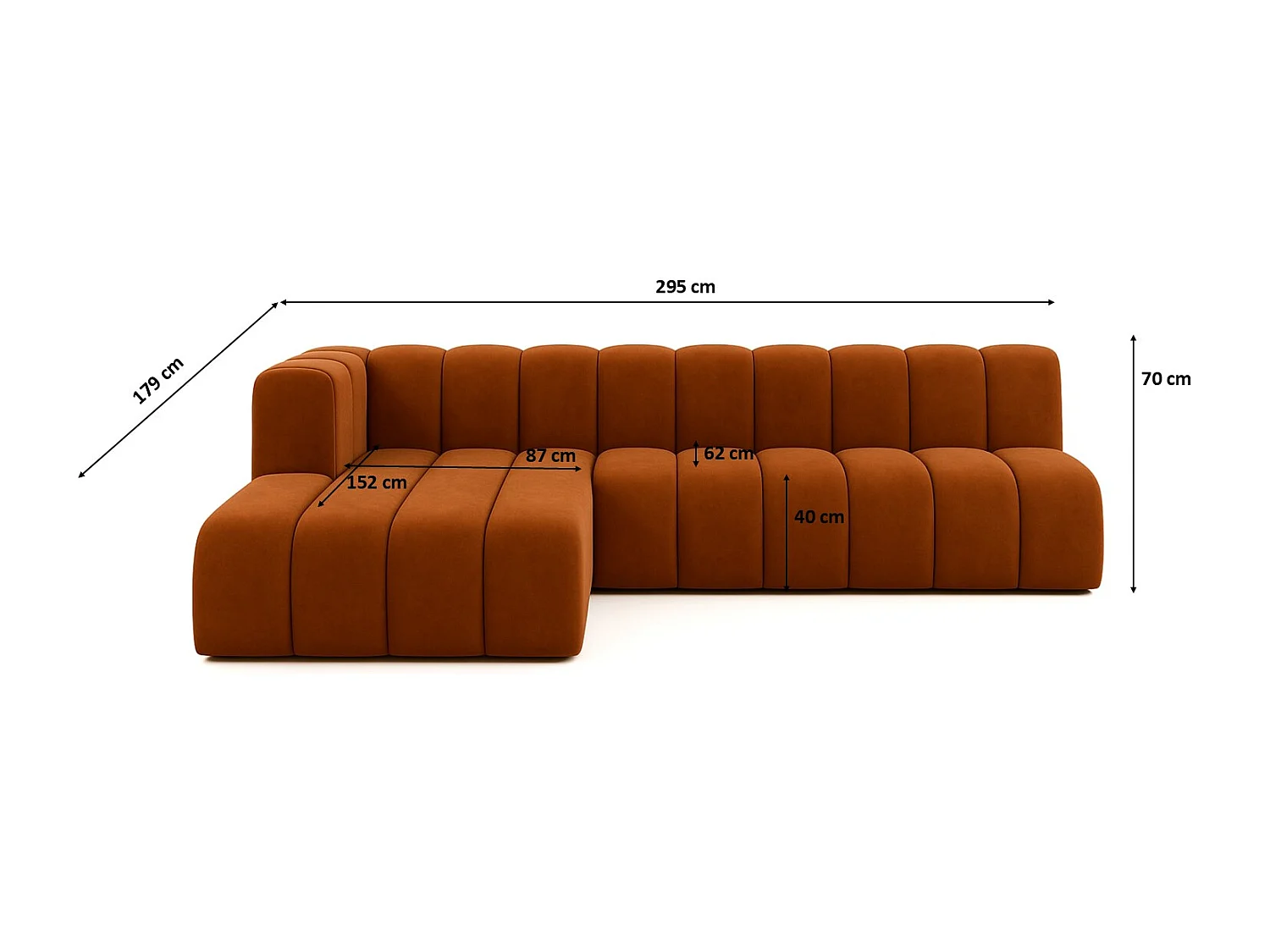 Ecksofa GRAND L 295 cm, stoff Salvador, Braun, Links