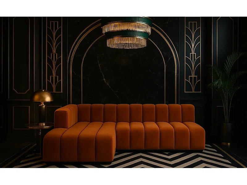 Hoekbank GRAND L, 295 cm, stof Salvador, bruin, linkerzijde