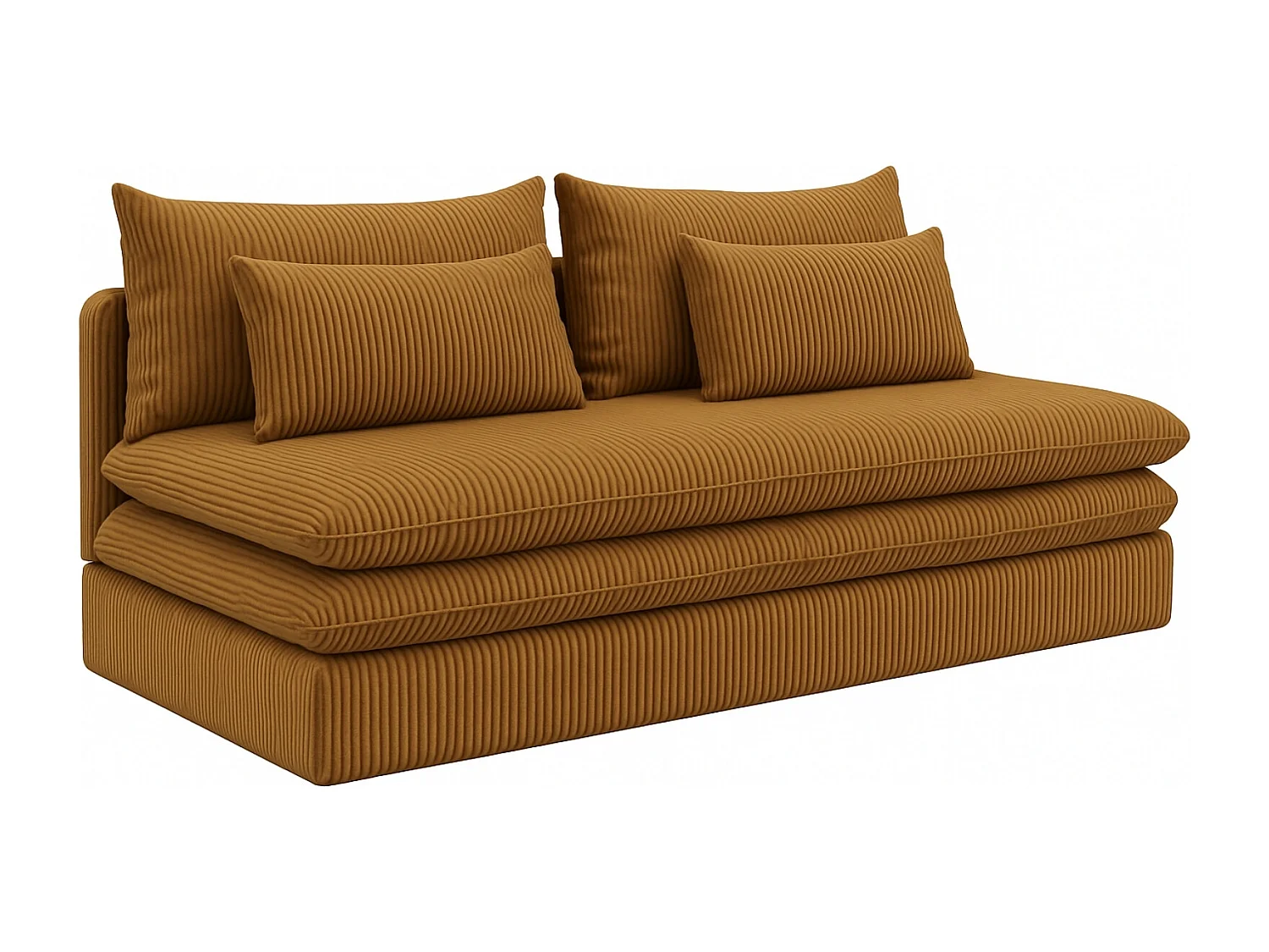 Canapé-lit NELIA avec compartiment de rangement, tissu Poso, couleur moutarde