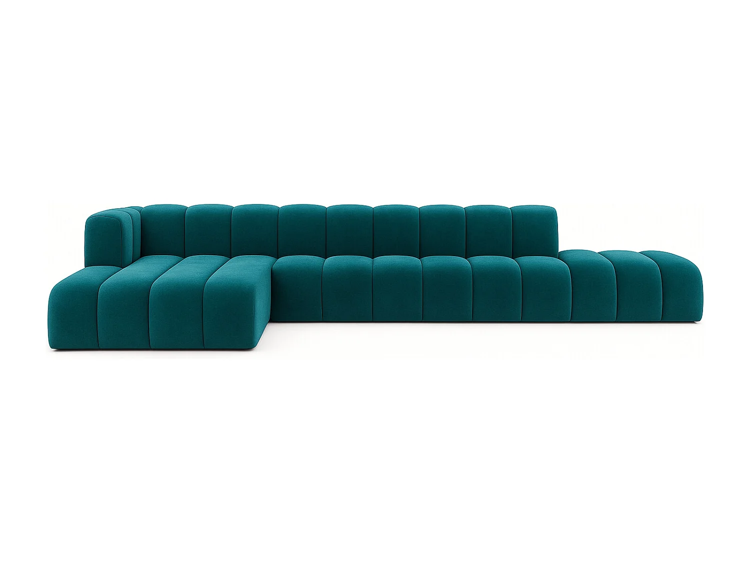 Ecksofa mit Hocker GRAND L, stoff Salvador, Azurblau, Links