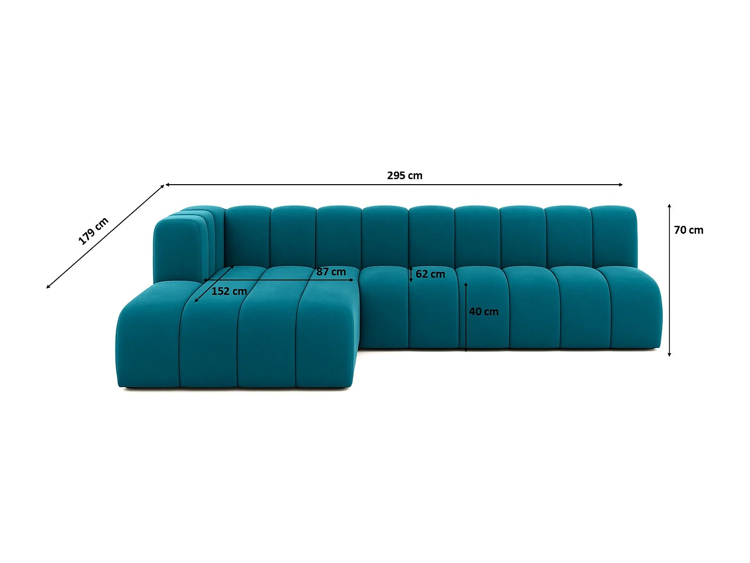 Ecksofa GRAND L 295 cm, stoff Salvador, Azurblau, Links