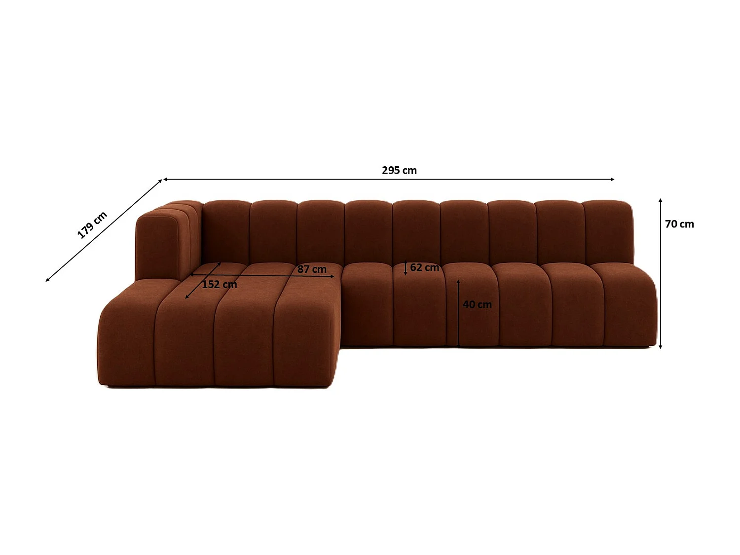 Ecksofa GRAND L 295 cm, stoff Salvador, Dunkelbraun, Links
