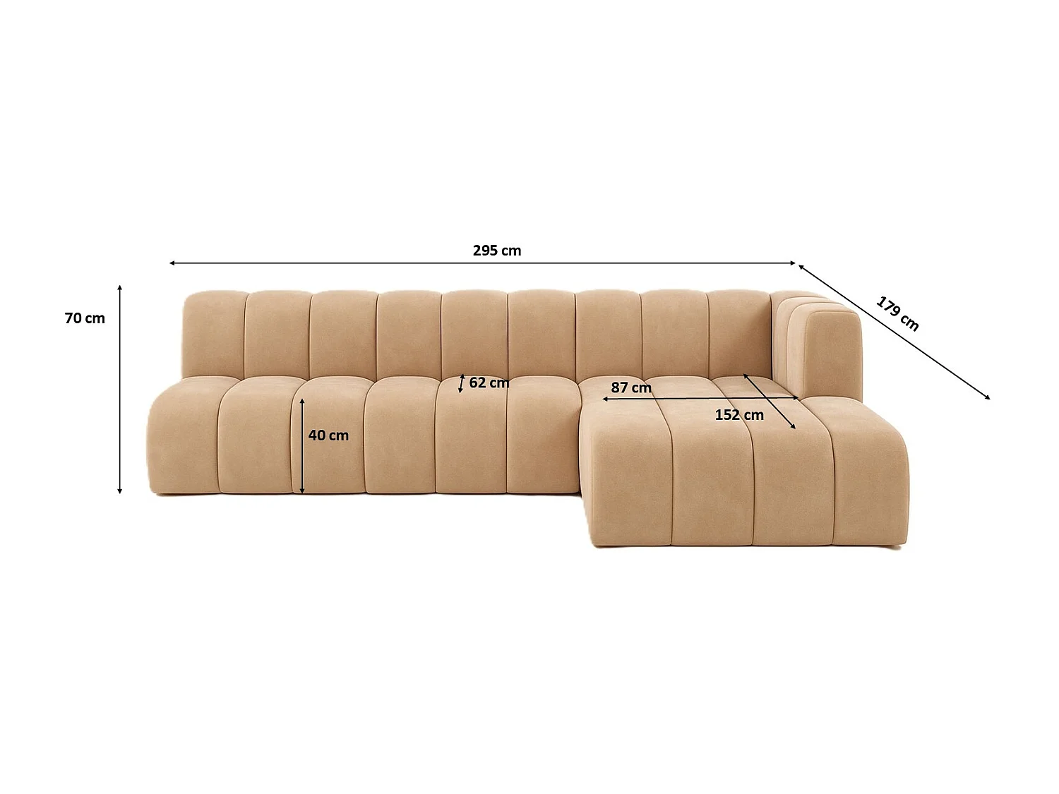 Ecksofa GRAND L 295 cm, stoff Salvador, Beige, Rechts
