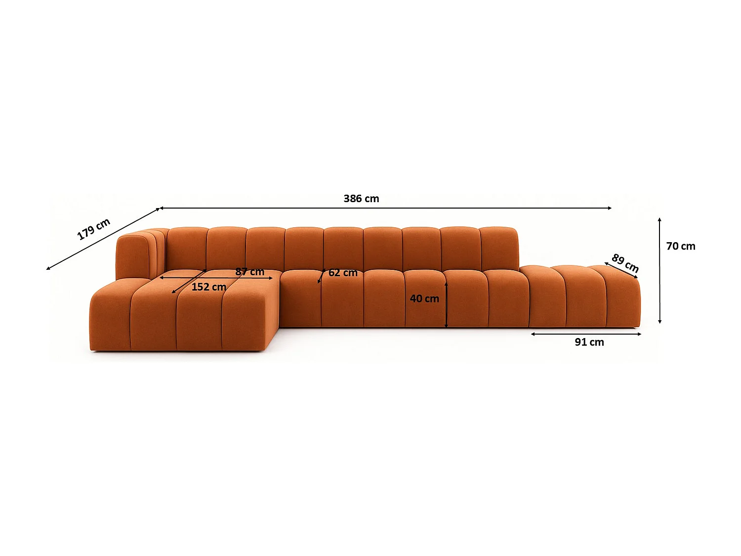 Ecksofa mit Hocker GRAND L, stoff Salvador, Braun, Links