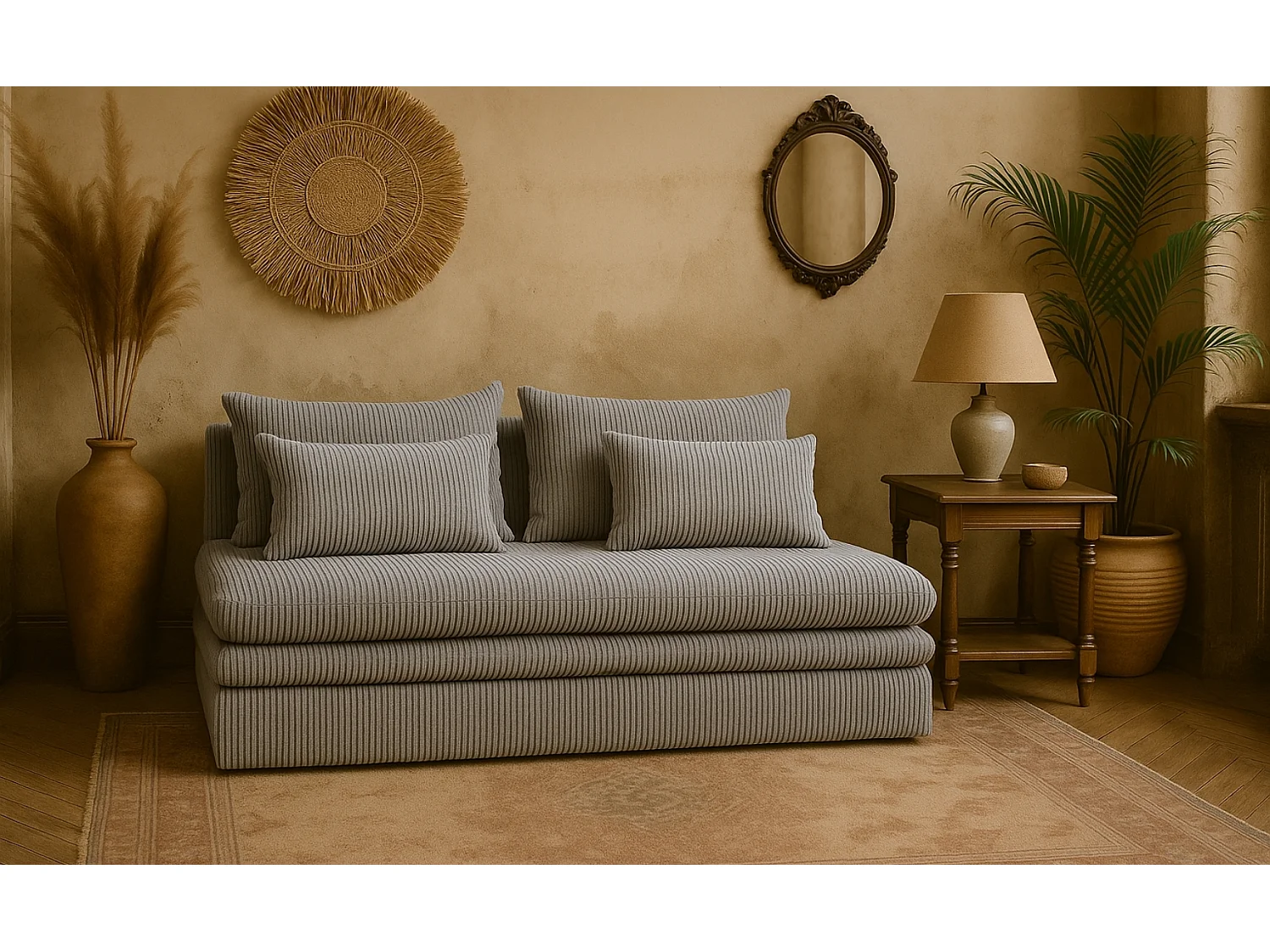 Schlafsofa mit bettkasten NELIA, stoff Poso, Hellgrau