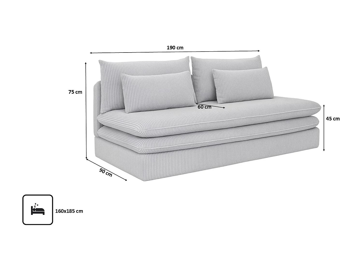 Schlafsofa mit bettkasten NELIA, stoff Poso, Hellgrau