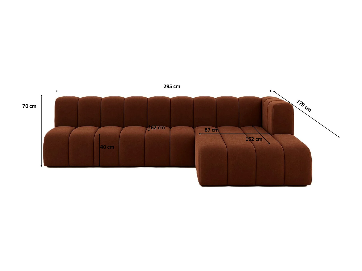 Ecksofa GRAND L 295 cm, stoff Salvador, Dunkelbraun, Rechts