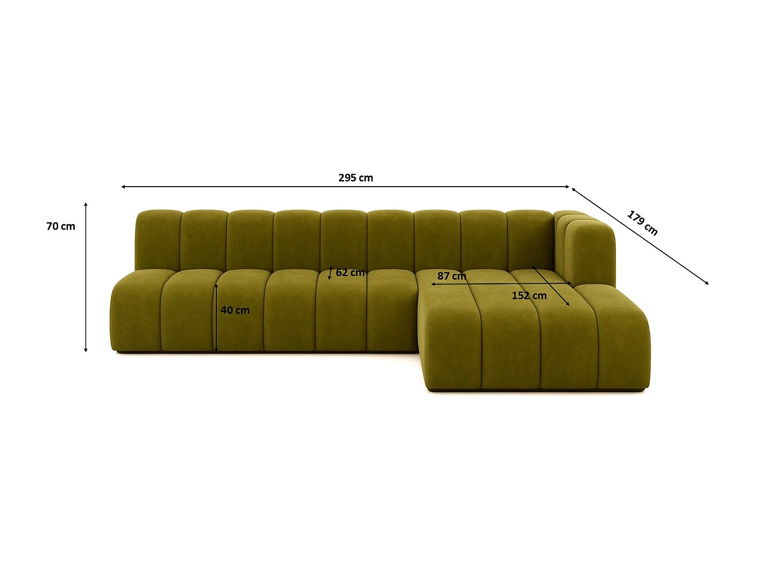 Ecksofa GRAND L 295 cm, stoff Salvador, Olive, Rechts