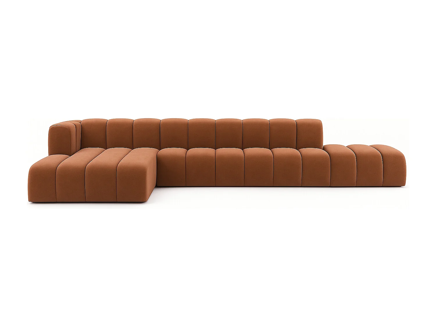 Ecksofa mit Hocker GRAND L, stoff Salvador, Dunkelbraun, Links