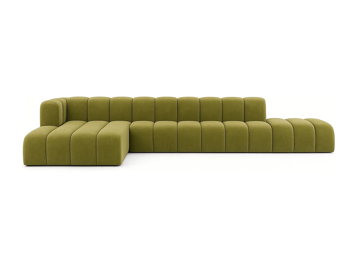 Ecksofa mit Hocker GRAND L, stoff Salvador, Olive, Links