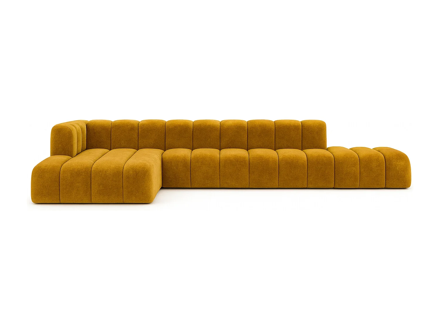 Ecksofa mit Hocker GRAND L, stoff Salvador, Gelb, Links