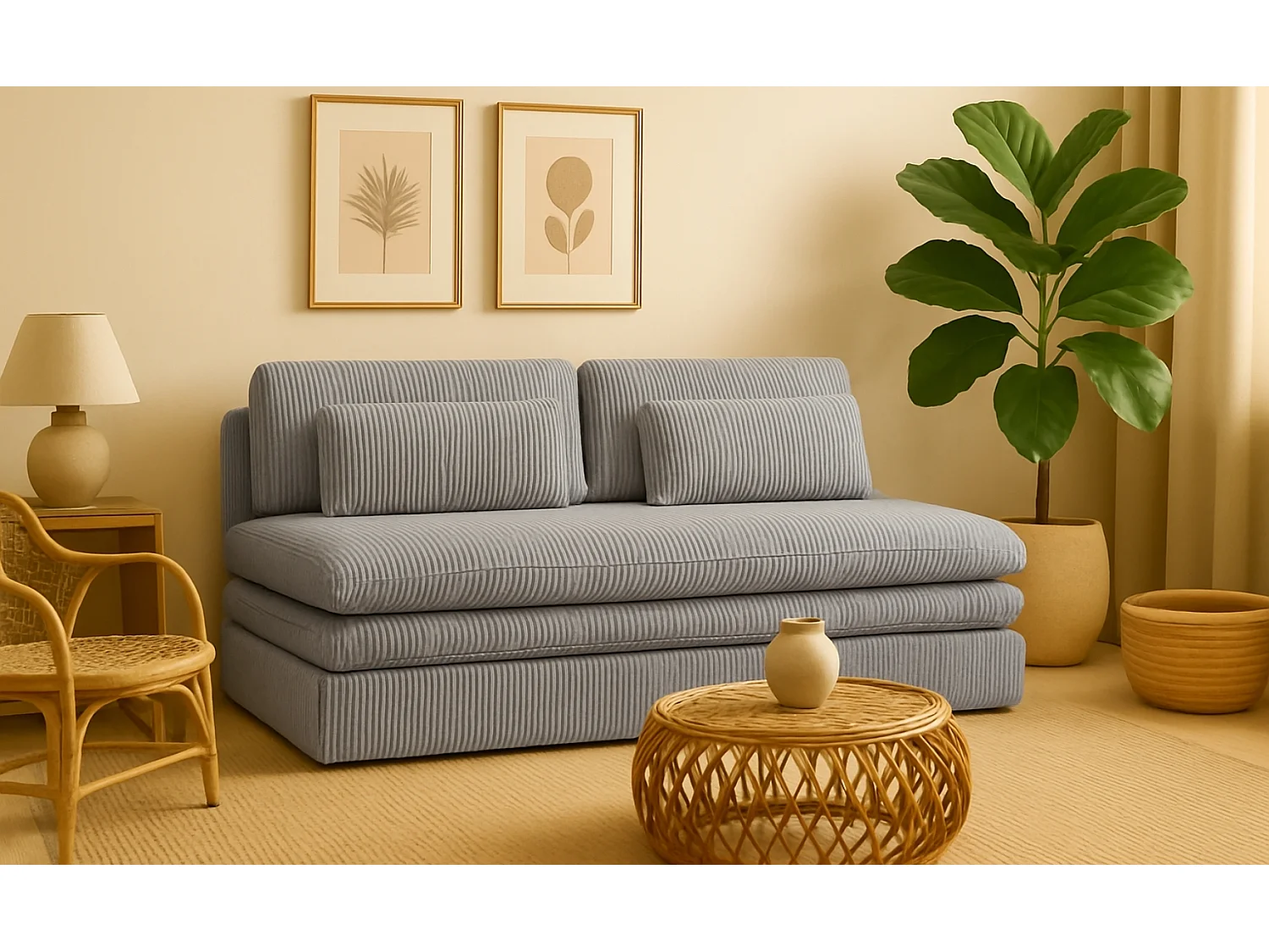 Schlafsofa mit bettkasten OLIA, stoff Poso, Hellgrau