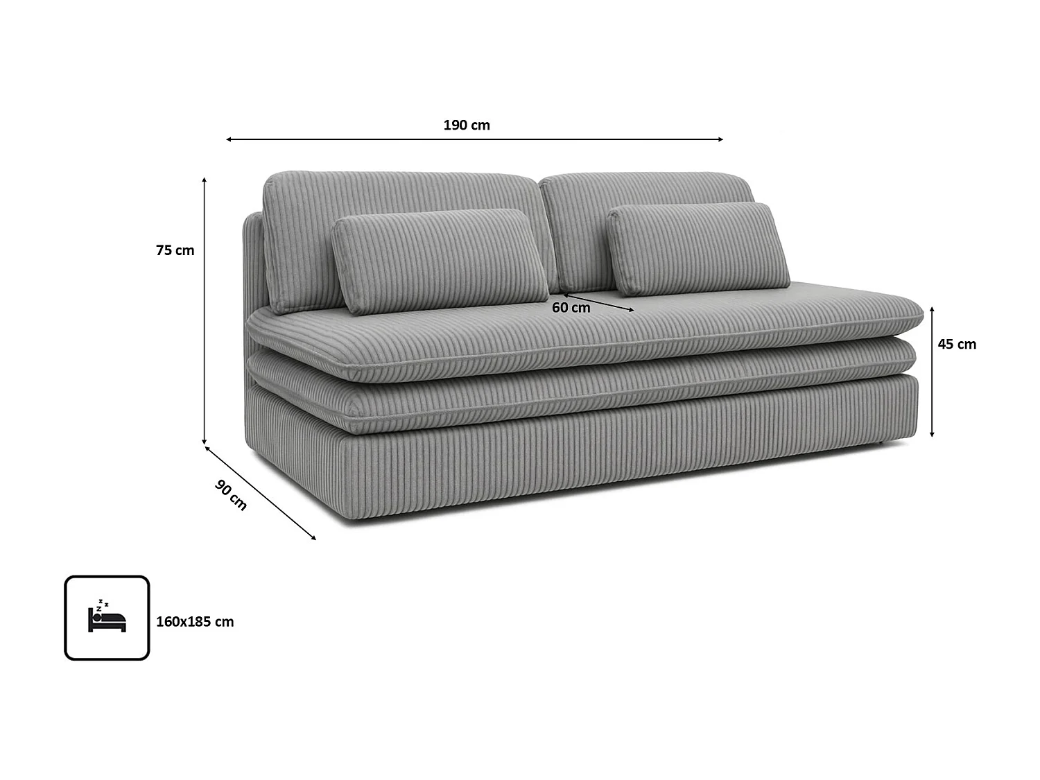 Schlafsofa mit bettkasten OLIA, stoff Poso, Hellgrau