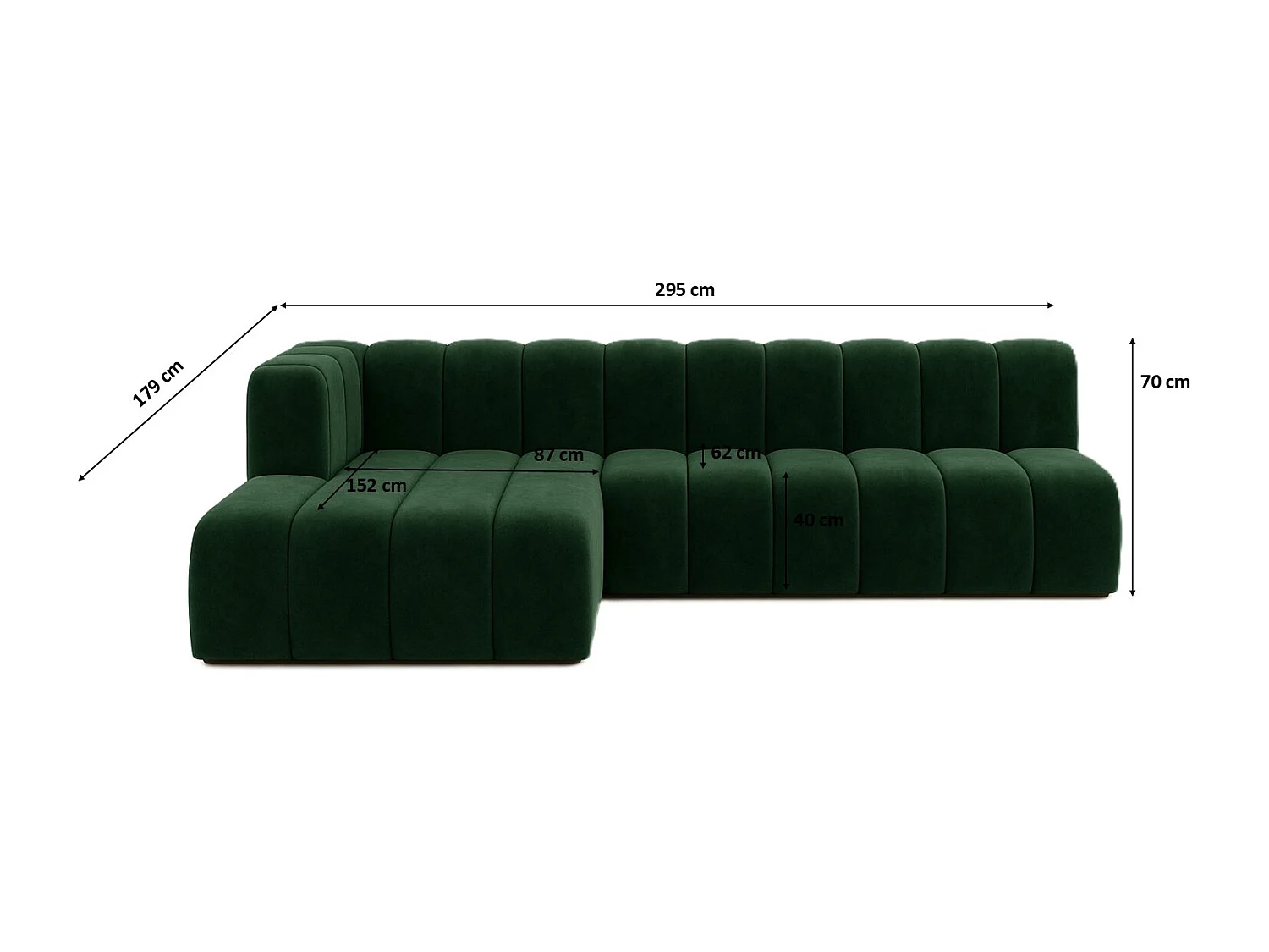 Ecksofa GRAND L 295 cm, stoff Salvador, Grün, Links