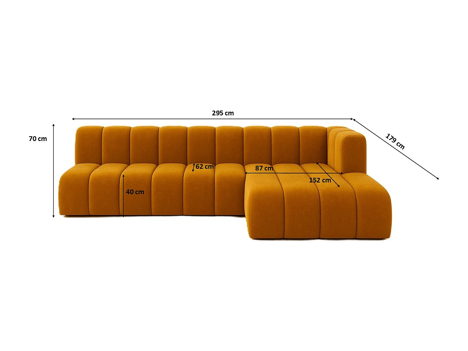 Ecksofa GRAND L 295 cm, stoff Salvador, Gelb, Rechts