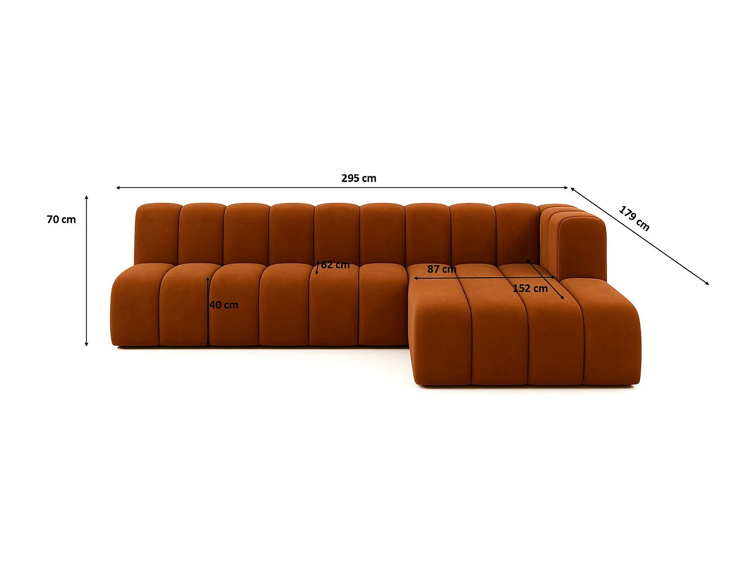 Ecksofa GRAND L 295 cm, stoff Salvador, Braun, Rechts