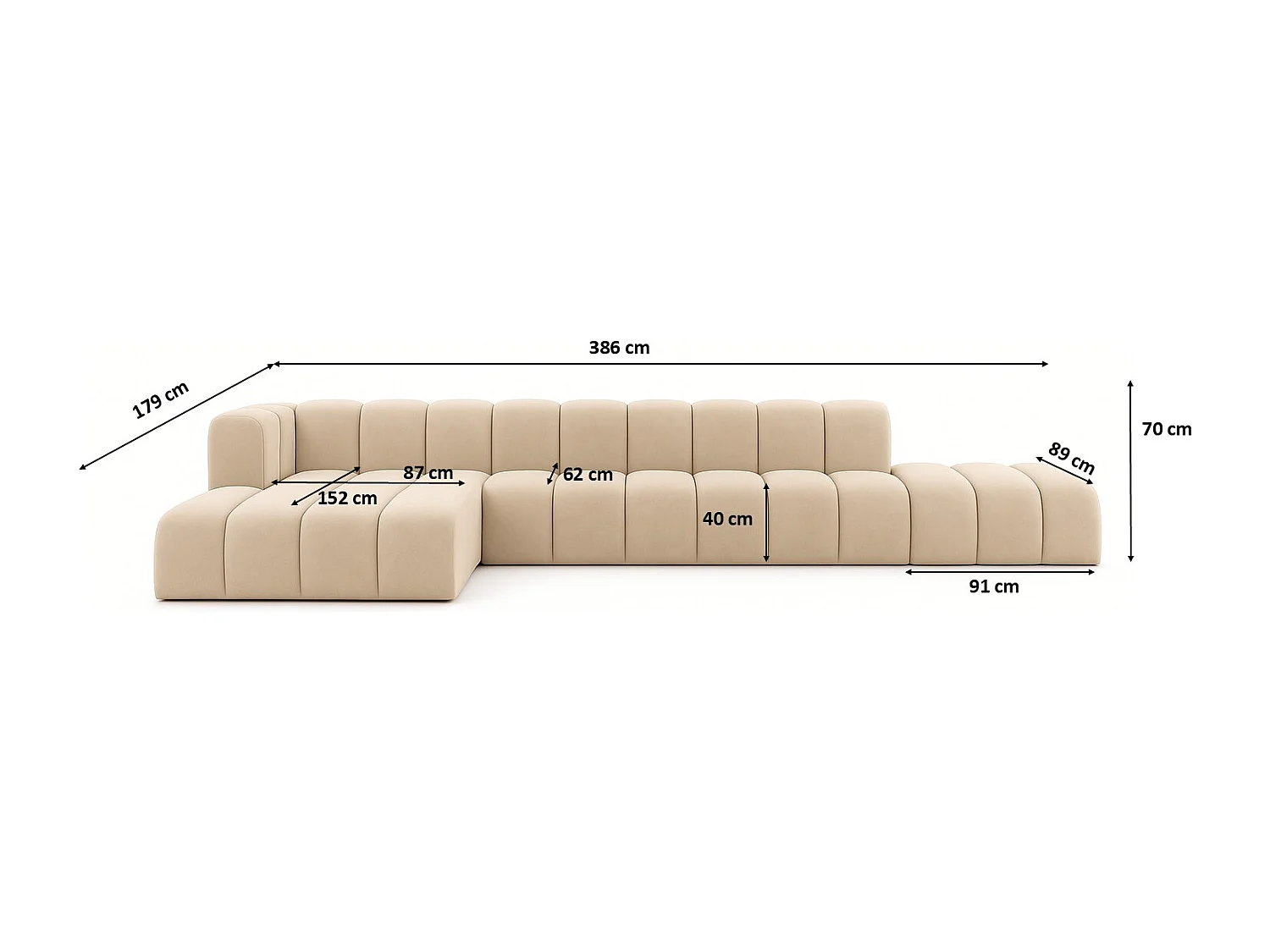 Ecksofa mit Hocker GRAND L, stoff Salvador, Beige, Links