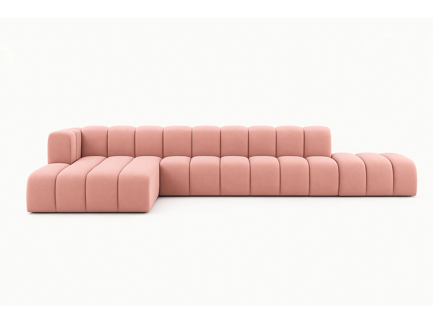Ecksofa mit Hocker GRAND L, stoff Salvador, Rosa, Links