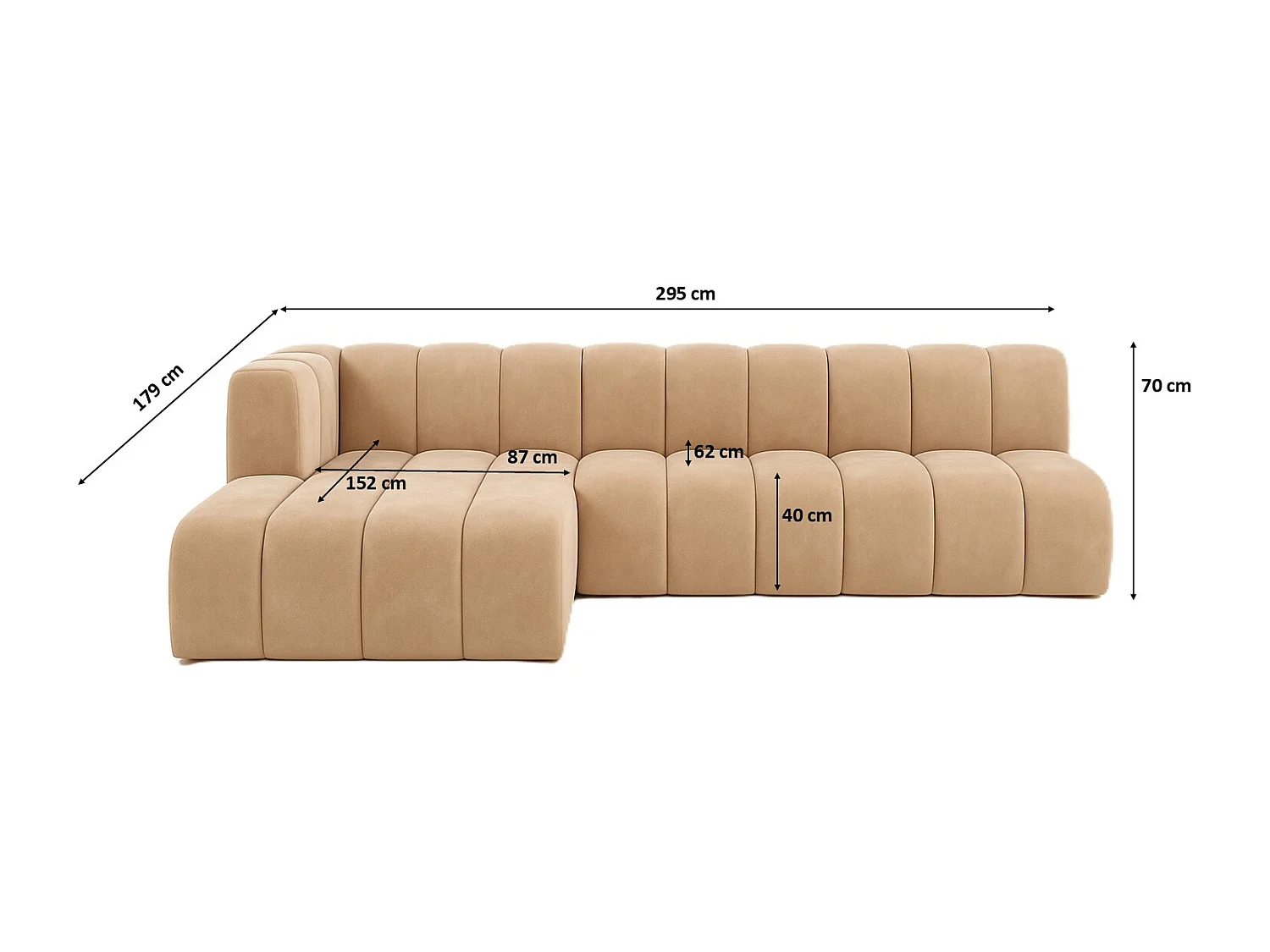 Ecksofa GRAND L 295 cm, stoff Salvador, Beige, Links