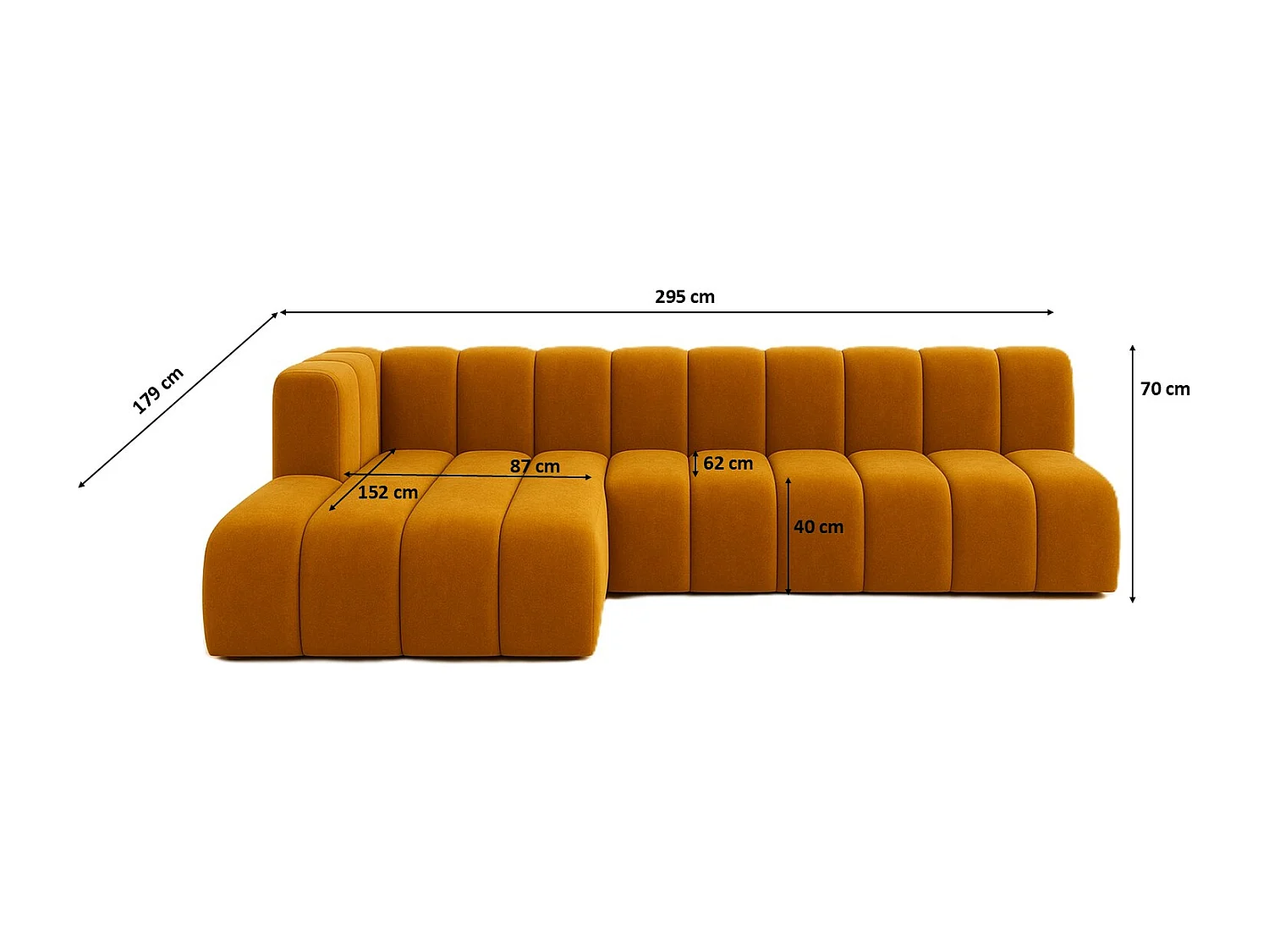 Ecksofa GRAND L 295 cm, stoff Salvador, Gelb, Links