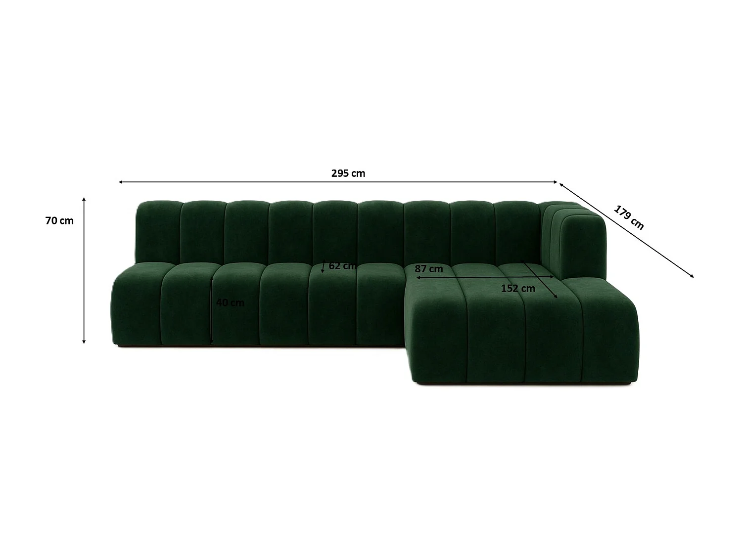 Ecksofa GRAND L 295 cm, stoff Salvador, Grün, Rechts