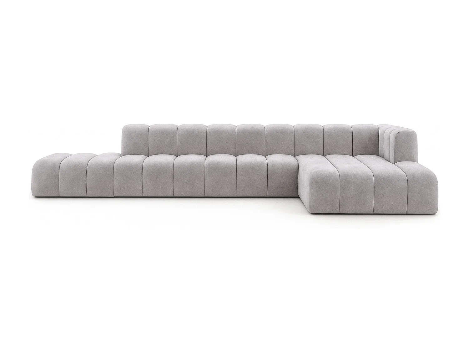 Ecksofa mit Hocker GRAND L, stoff Salvador, Grau, Rechts