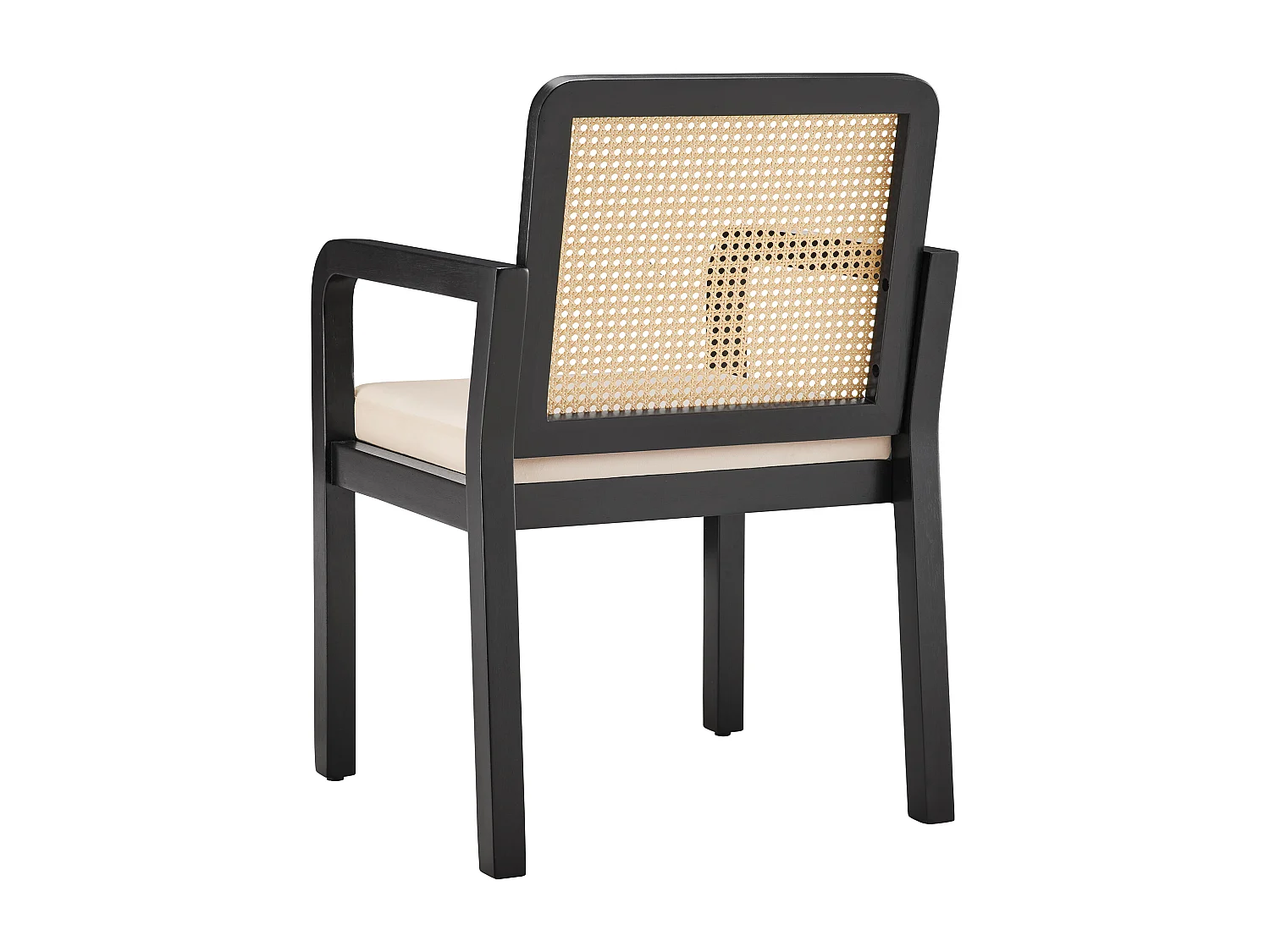 Lot de 4 chaises de salle à manger/de coiffeuse en velours - 56 x 57 x 83 cm - avec dossier en rotin - bois - noir