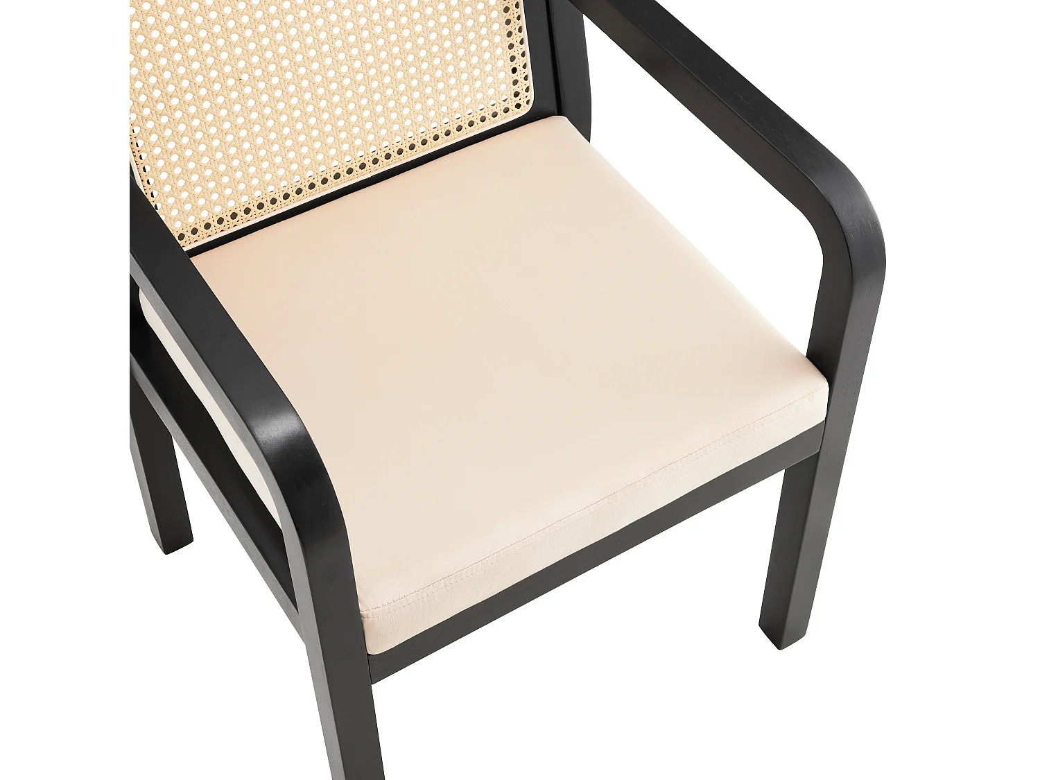 Lot de 6 chaises de salle à manger/de coiffeuse en velours - 56 x 57 x 83 cm - avec dossier en rotin - bois - noir