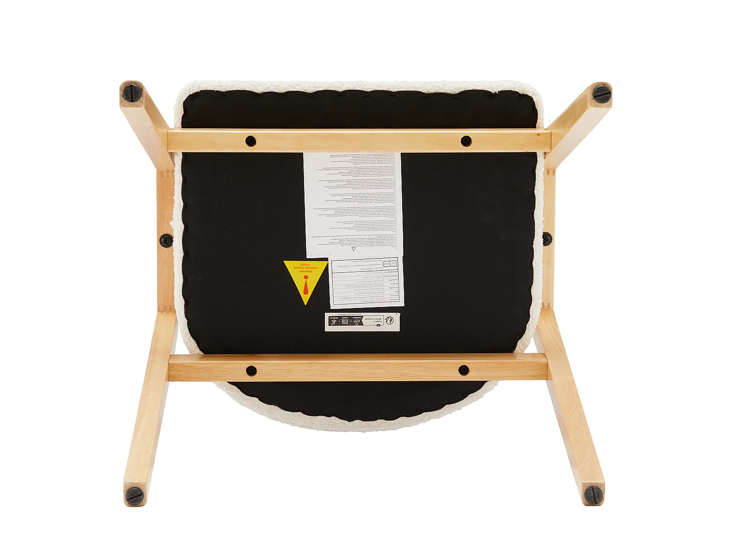 Lot de 4 chaises de salle à manger - 57.5 x 54.5 x 82.5 cm - Housse en fausse fourrure - bois - blanc