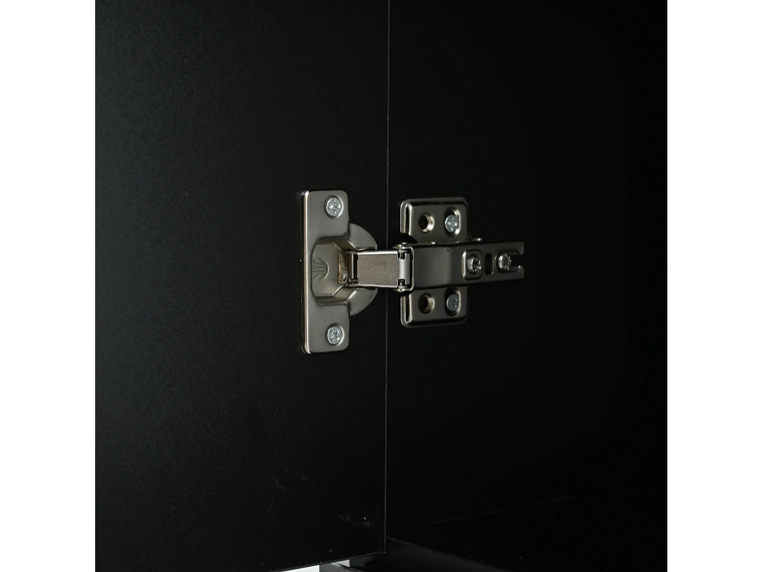 Vitrine mit transparenter Tür – 60 x 35 x 182,5 cm – mit LEDs + 2 Türen + 2 Schubladen – Spanplatte – schwarz