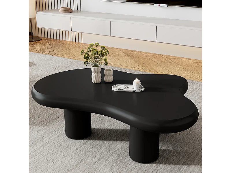 Unregelmäßiger, wolkenförmiger Couchtisch – 97 x 67 x 32 cm – lackierte Oberfläche – MDF – schwarz